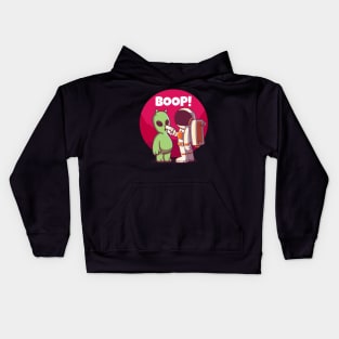 Boop! Spaceman and alien nose boop greeting Kids Hoodie